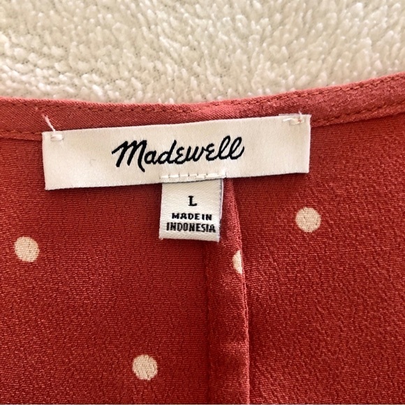 Madewell. Heather Button-Front Dress. Polka Dot Sweet Dahlia. Large - Picture 10 of 12